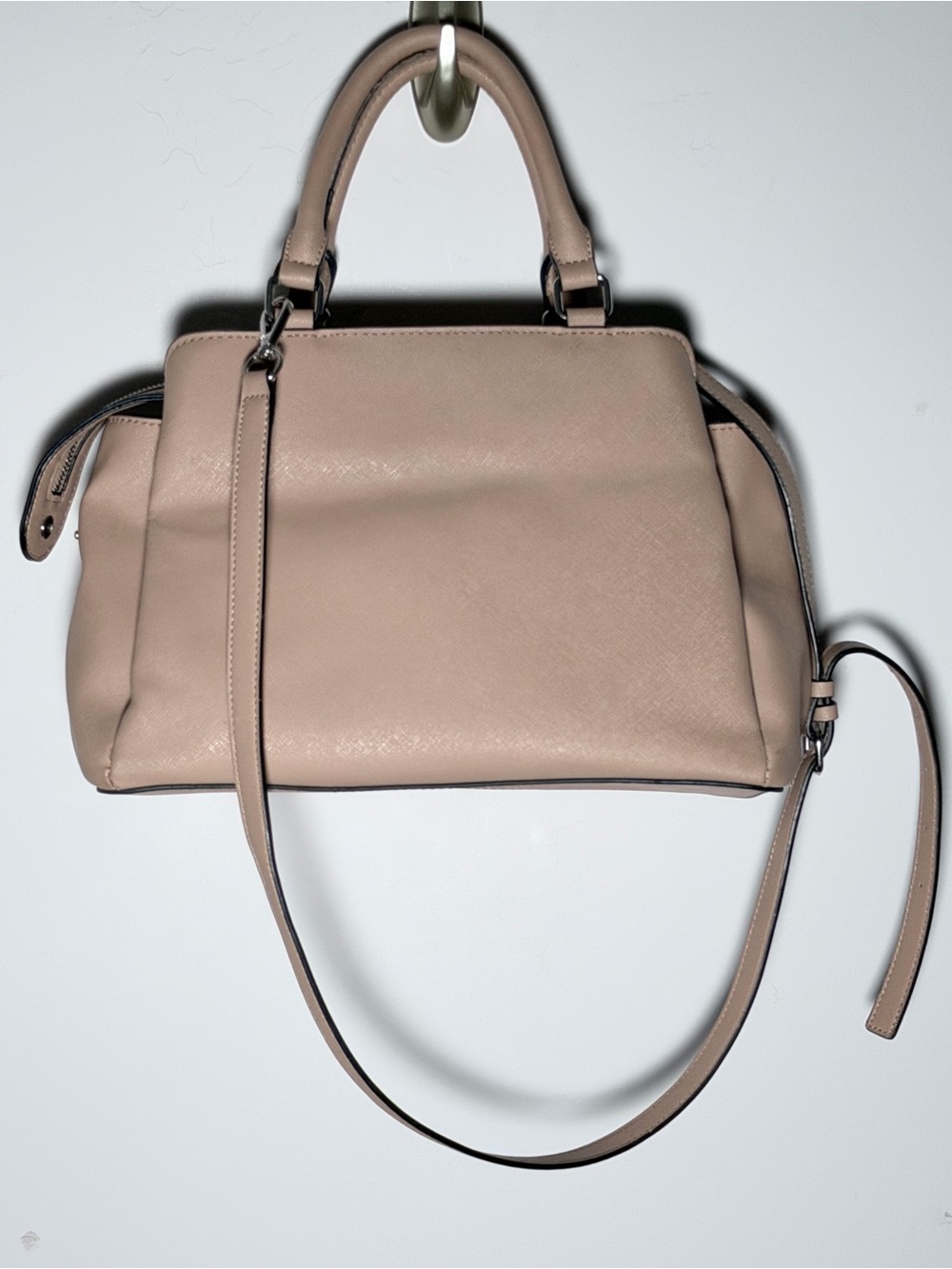 Guess Blush Taupe Leather Satchel with Logo Medallion w/ Card Wallet Holder - Picture 8 of 16